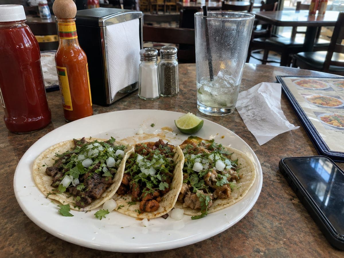Poor example: tacos on a clean counter and on a crowded table